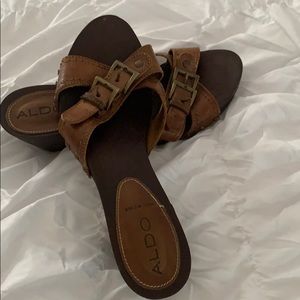 Aldo Shoes - Aldo wooden and leather clog sandals Aldo Shoes - Aldo wooden and leather clog sandals